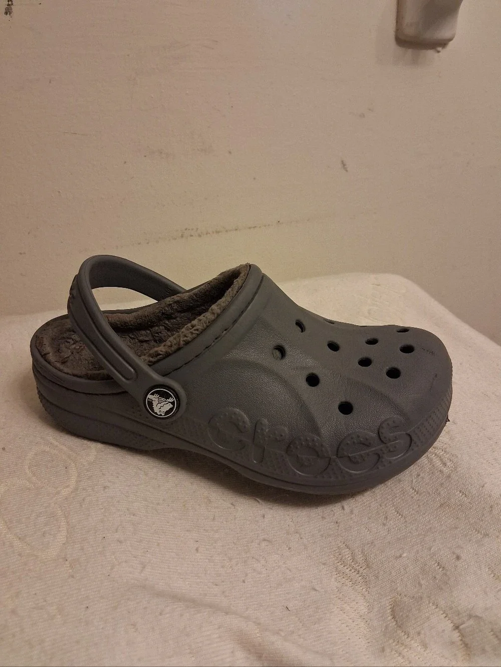 Kids Gray Lined Clog Shoes size C13